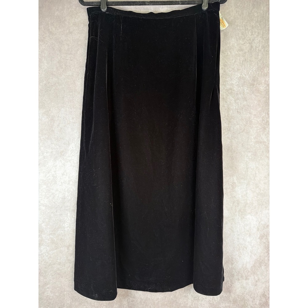 NWT Talbots Velvet Maxi Skirt‎ Womens 14P Black Formal Evening Long Lined Goth